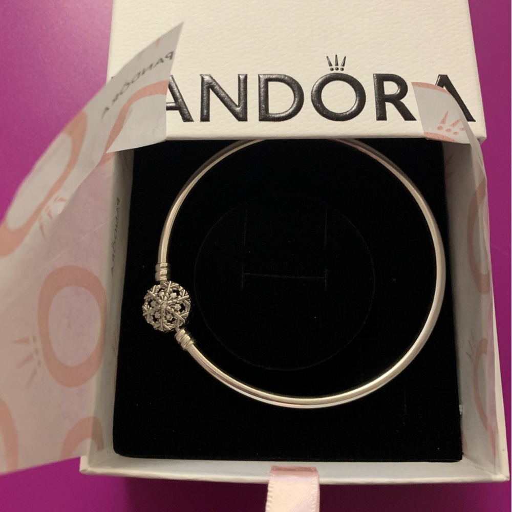 Pandora Silver Bangle with Signature Clasp - Picture 5 of 6